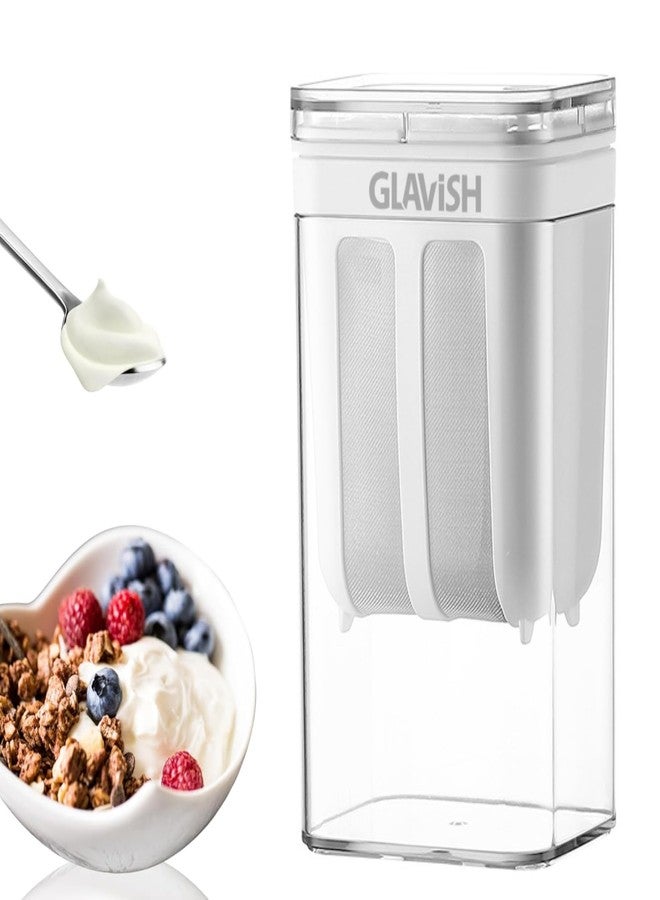 GLAVISH Greek Yoghurt Filter Hung Curd Strainer Box Multifunctional Yogurt Filter Strainer & Curd Maker for Home Homemade Cheese Curd Yogurt Maker 1100ml Fine Mesh BPA-Free - Image 1